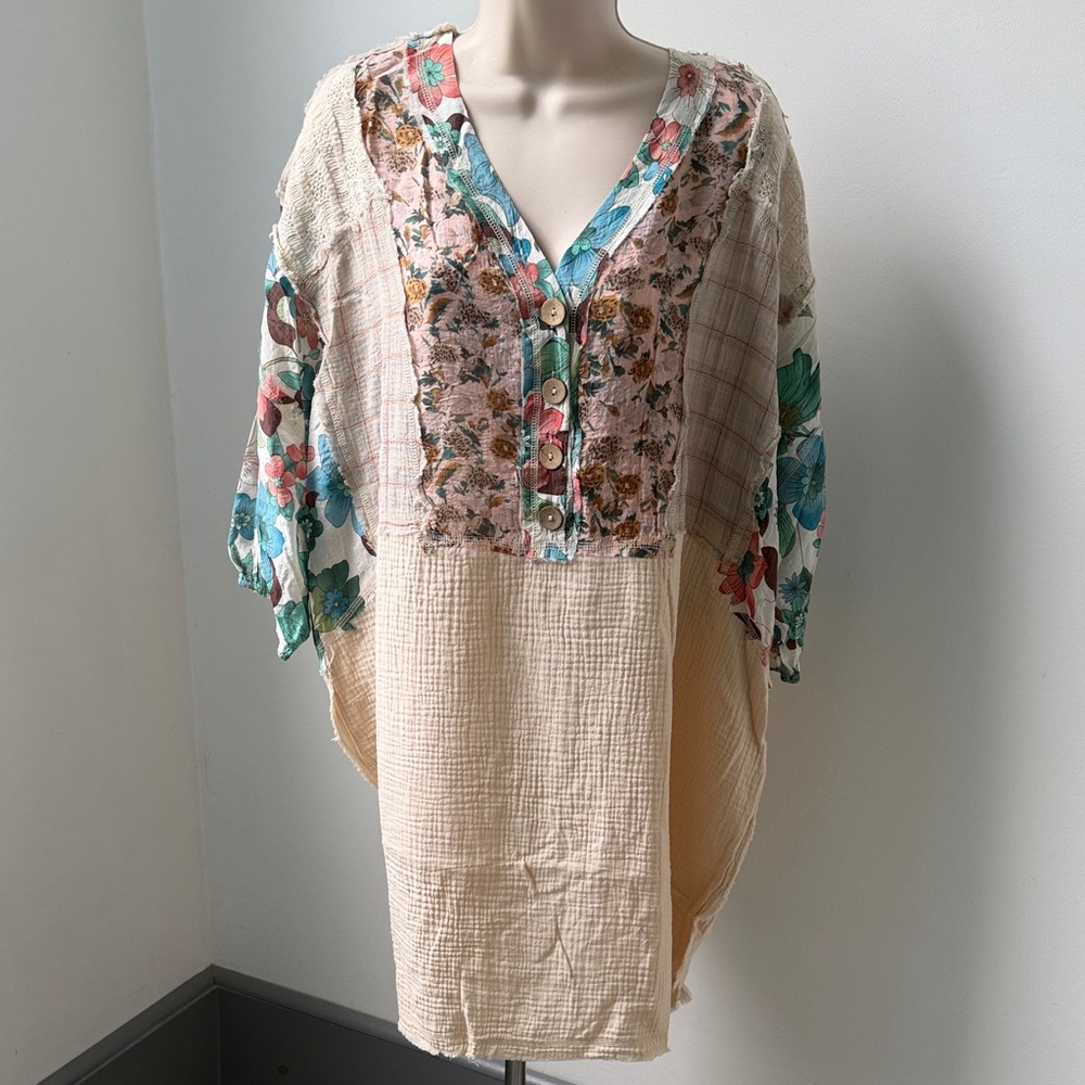 Easel Natural Print Mix Cotton
Gauze Dress NWT OVERSIZED